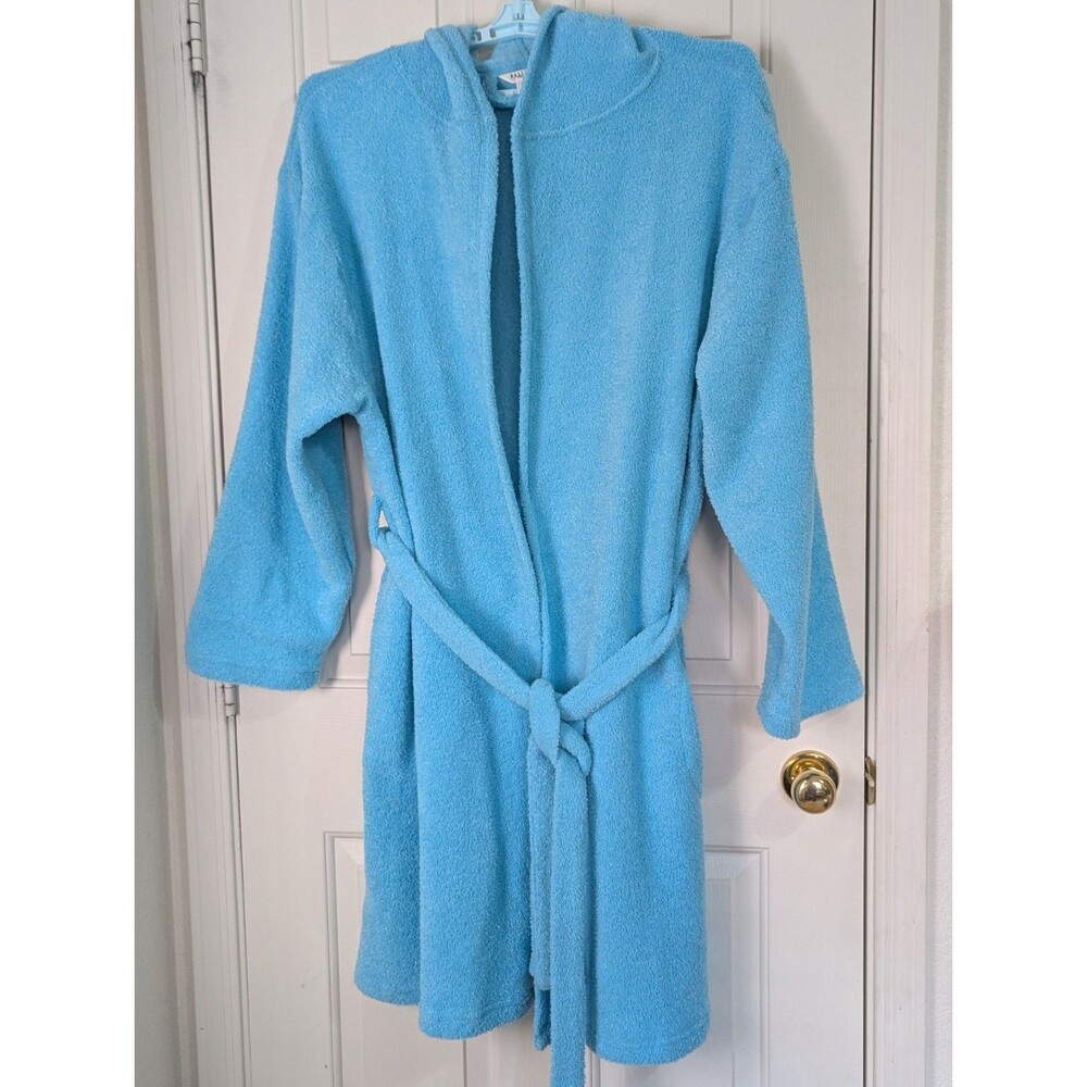 Bali Studio Fleece Terry Cloth Robe Womens 2XL Aqua Blue Pockets Spa Cozy Lounge